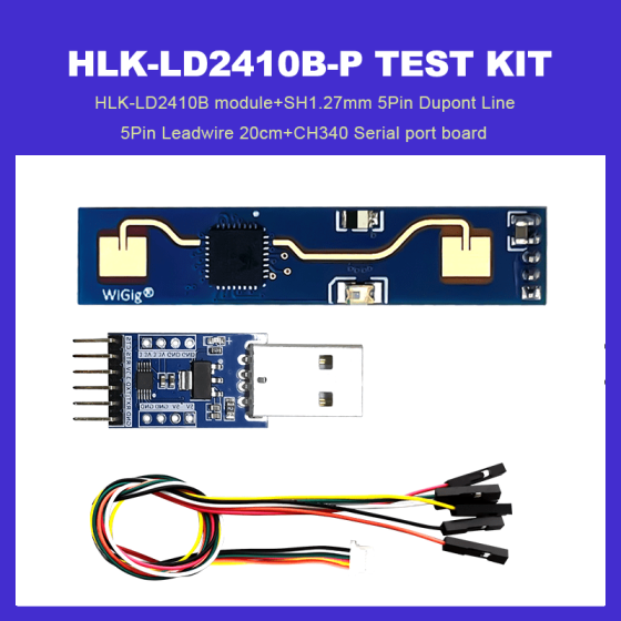 HLK-LD2410B+BLE 24Ghz Human Presence Motion/ Micromotion Detection Radar Sensor Module Test Board Kit support GPIO and UART